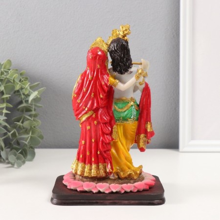 Souvenir Polystone "Radha and Krishna" red-yellow 10.5x13x22 cm-2