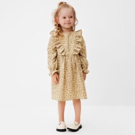 Платье для девочки MINAKU: Cotton collection цвет бежевый, рост 116 см-2