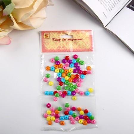 Beads for creativity plastic "Bright circles" set of 100 pcs 0.4x0.8x0.8 cm-3