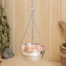 Grass and Himalayan salt bowl suspended with a dispenser d = 12cm, v = 0.4l