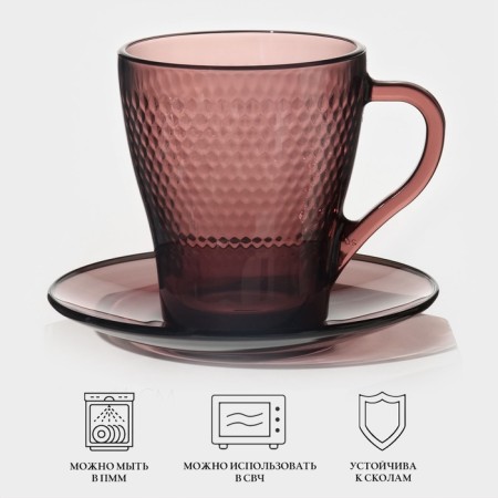 Tea glass set "Idell", 12 items: 265 ml mug, 6 pcs, saucer d = 13 cm, 6 pcs, lilak color-1
