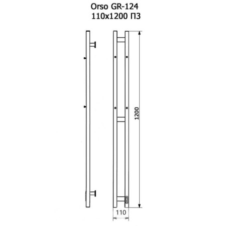 Electric heated towel rail Grois Orso, 110x1200 mm, 3 crossbars, lower rights, white-2
