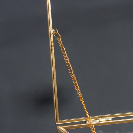 Organizer for storage "Crystal", with a lid, glass, 1 section, 25 × 18.3 × 11 cm, the color is transparent/copper/pink-9