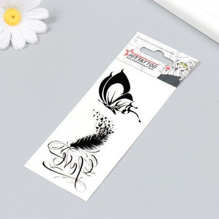 Tattoo on the body "Pen, butterfly" 5.6x12 cm-1