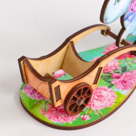 Egg stand "Rabbit with a cart", plywood-2