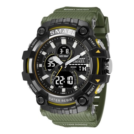 Watch is an electronic watch, with an alarm clock, D-5.8 cm, strap L-26 cm, 5 ATM, green strap 974232