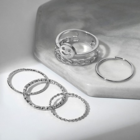 Ring set 5 pieces "perfect fingers" sophistication, color silver-2