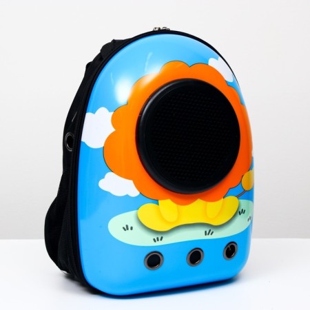 A backpack for carrying animals "Leo", with a viewing window, 32 x 25 x 42 cm, blue-7