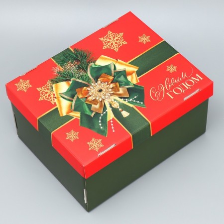 Box a gift New Year's folding "Luxurious New Year", 31.2 x 25.6 x 16.1 cm, New Year-1