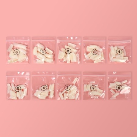Tips for nail extension, 500 pcs, shape soft square, 10 sizes, ivory color-4