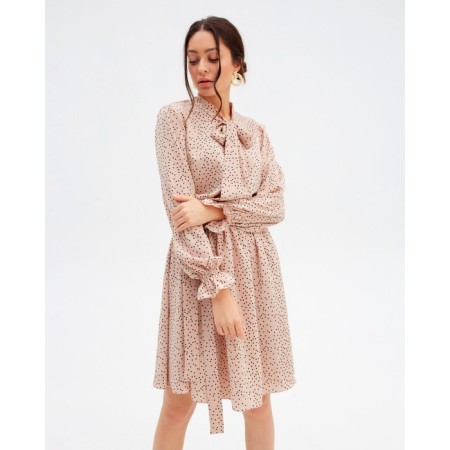 Women's dress with a bow Mist R.48, beige-5