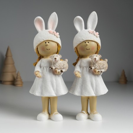 Polystone souvenir "Girl in a hat with ears, with a lamb" MIX 8x6x22 cm