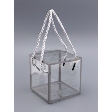 PET box with handles, silver, 10 x 10 x 10 cm