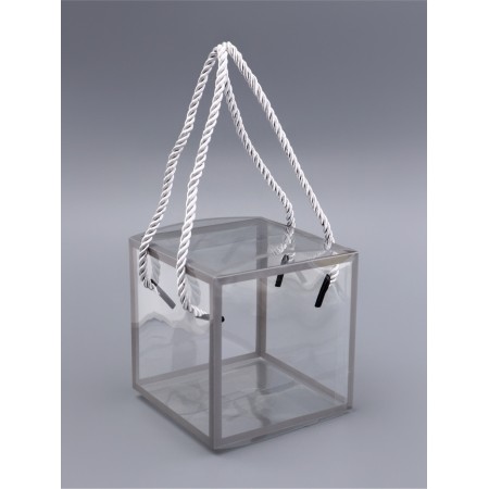 PET box with handles, silver, 10 x 10 x 10 cm
