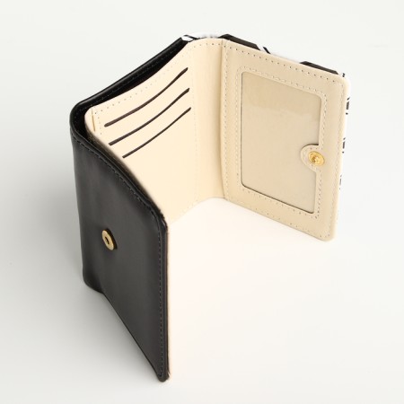 Women's wallet on the button, black color-3