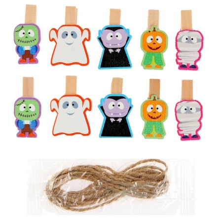 Decorative clothespins with a rope for the suspension "Monster" set 10 pcs., 1.5 × 12 × 14 cm-3