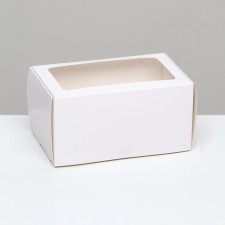 Box for 2 cupcake, white, with a window 16 x 10 x 8 cm