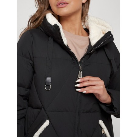 Coat insulated winter female, size 50, black color-11