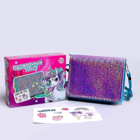 Bag with stickers "Bright unicorn", with stickers, 12x15 cm-1