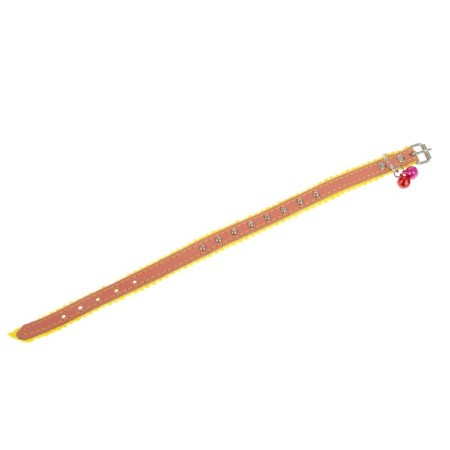 The collar is decorated with synthetic winterizer, with bells, 28 x 1 cm, pink-2