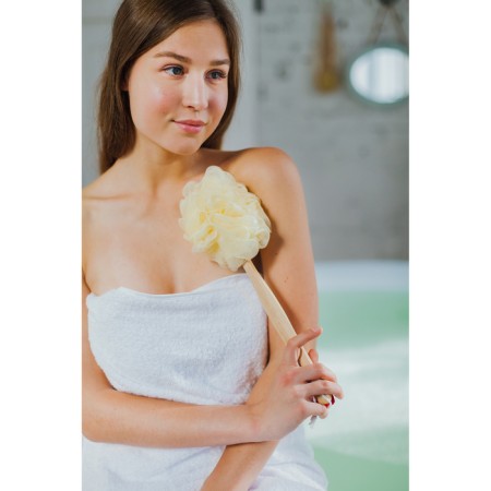 Body washcloth with a handle of a share, 50 g, white color-5
