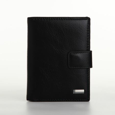 Male purse on magnet 3 in 1, department for auto documents, passports, black color
