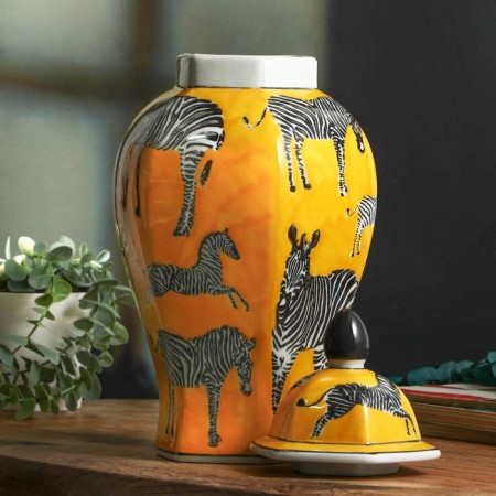 Vase for flowers with a zebra lid 15 x 15 x 35 cm-6