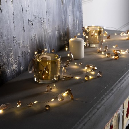 Garland “thread” 2 m dews with nozzles “golden petals”, IP20, silver thread, 40 LED, glow warm white, AAX3