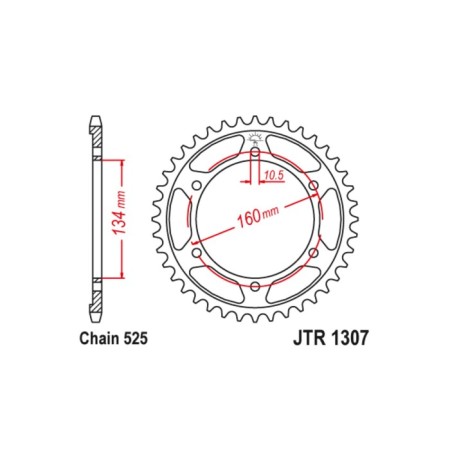 Leading star JT SPROCKETS JTR1307-41, chain 525, 41 teeth