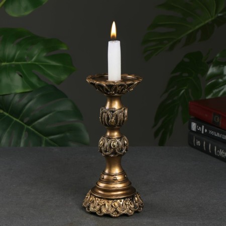 Summary on a carved round stand, gold 11x11x25 cm, for a candle d = 5.5 cm
