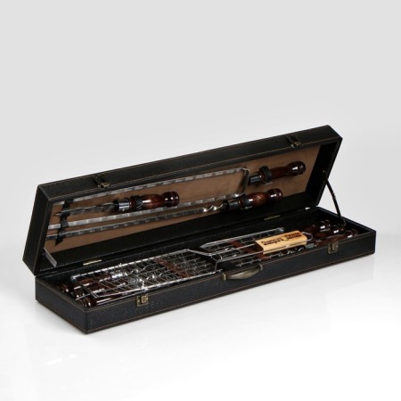 Set with skewers Gift "picnic" in a box from eco-leather No. 3