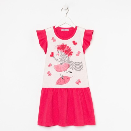 Dress for girls, color is light beige/raspberry, height 110 cm