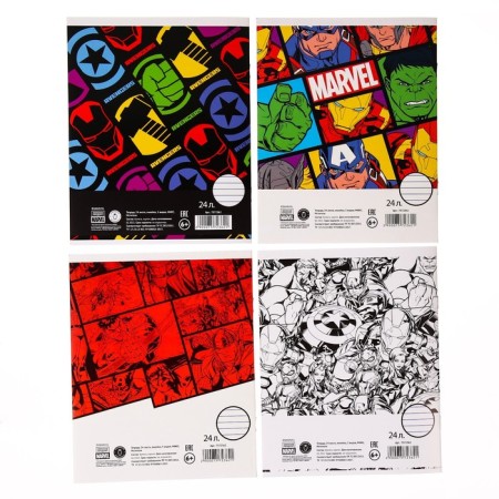 Notebook in a line of 24 sheets, 5 types of mix, cover covering cardboard, avengers-3
