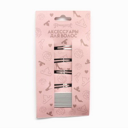 Silver invisibility 12 pcs, 5 cm, hair clip click 4 pcs, 5 cm, set, princesses-3