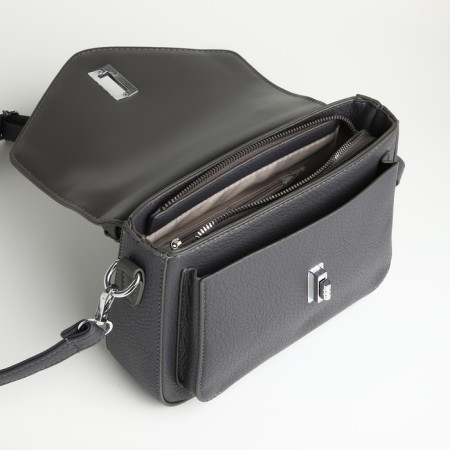 Women's bag on the Textura valve, small size, dark gray color-8