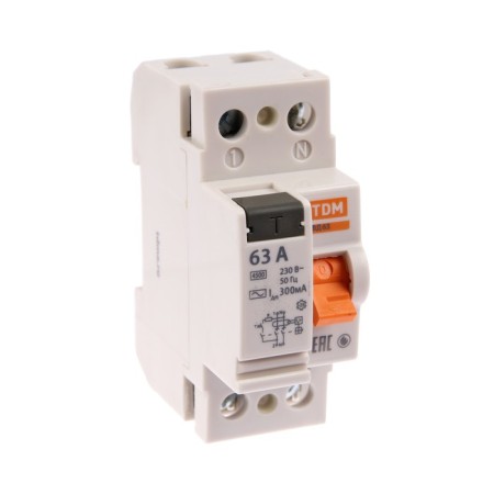 RCD TDM VD63, 2P, 63 A, 300 mA, electronic, SQ0220-0024