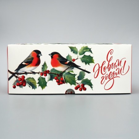 Box for cupcakes Folding with bilateral application of "bullfinch", 25 x 17 x 10 cm, new year-4