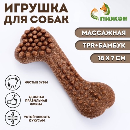 Toy for dogs "Prolent bone", tpr+bamboo, massage, 18 x 7
