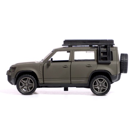 Metal car "Citicar", inertial, 1:32, doors open, light and sound effects, khaki color-1