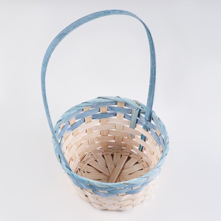 Wicker basket 19x9/34 cm, turquoise, bamboo-2