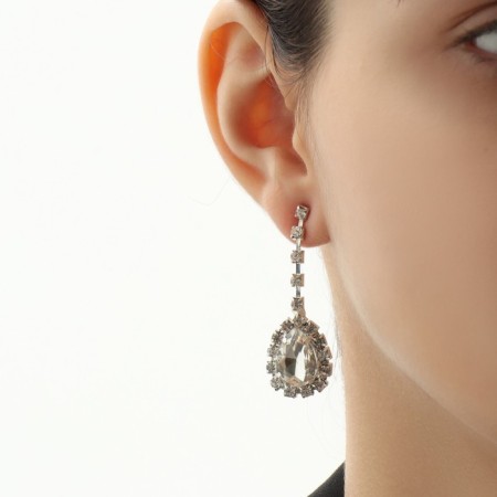 Set 2 objects: earrings, necklace "elite" drops of triangle, white color in silver, 40 cm-4