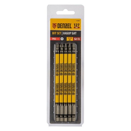 Denzel 11646 bit set, round profile, PH2 x 127 mm, steel S2, 5 pcs.