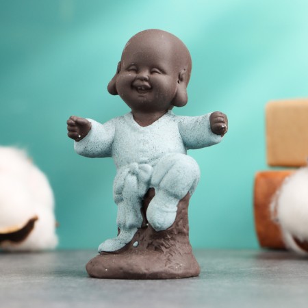 Figure "Buddha Karatist" 7x9 cm, blue