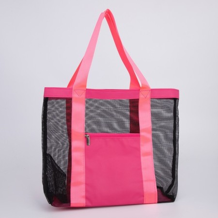 Bag - Shoper beach, 33x32x1 cm, with a grid, pink color-2