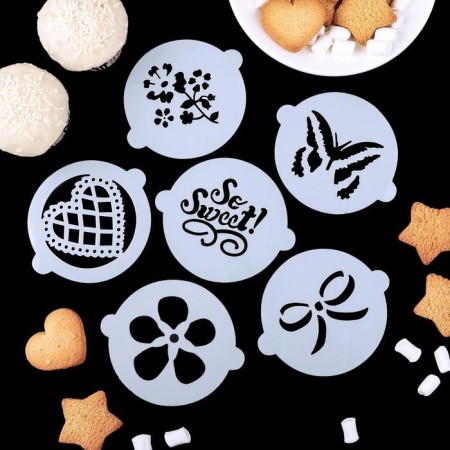 A set of culinary stencils for decorating baking "Bouquet", 8 pcs: 2 pcs d = 20 cm, 6 pcs d = 8 cm-4