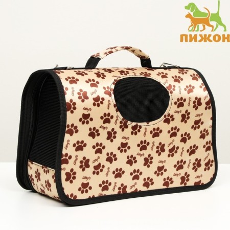 Bag - Animal Carriage "Happy" paws, beige, size l, 53 x 21 x 29 cm