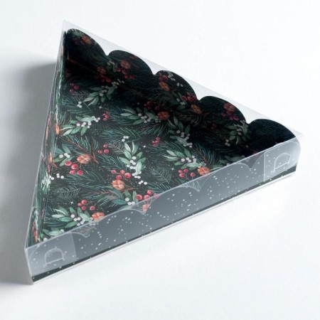 Box for confectionery products with PVC cover "Happy New Year", 18 x 3 cm, New Year-3