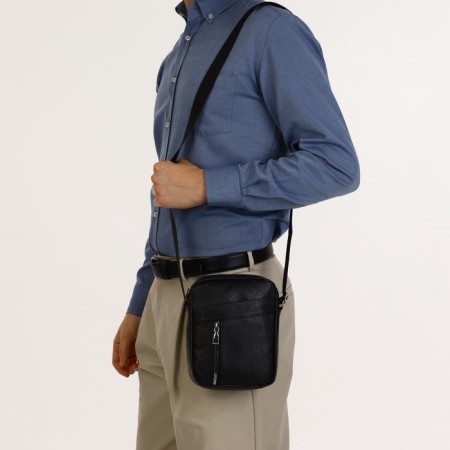 Male bag with lightning, black color-5