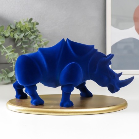 Polystone souvenir "Blue rhino on the stand" FLCA 12.8x22.5x13.5 cm-2