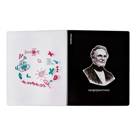 Subject notebook, 48 sheets, cage, computer science Erichkrause "Persons", plastic cover silk-screen covers, Blok Offset 100%, information block-2